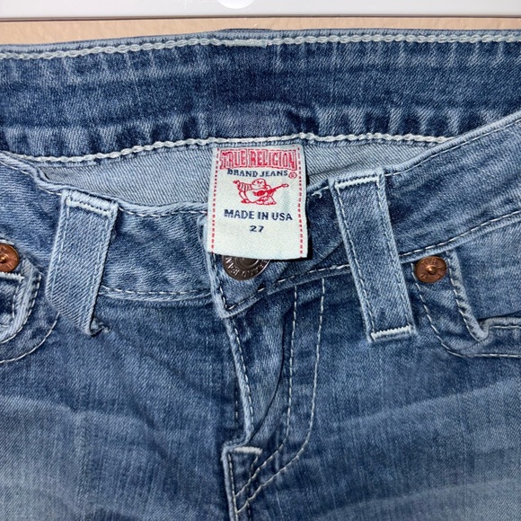 True religion y2k vintage denim shorts glitter detail & button up back pockets - Picture 9 of 16